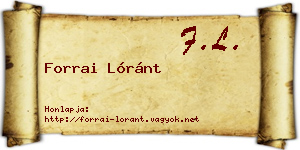Forrai Lóránt névjegykártya